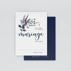 Save The Date^Planet cards Feuilles et plumes en couronne