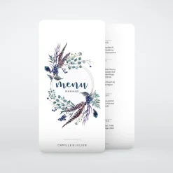 Menu De Mariage^Planet cards Feuilles et plumes en couronne