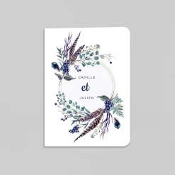 Faire-part Mariage Champêtre | Gamme Complète^Planet cards Feuilles et plumes en couronne