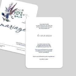 Faire-part Mariage Champêtre | Gamme Complète^Planet cards Feuilles et plumes en couronne