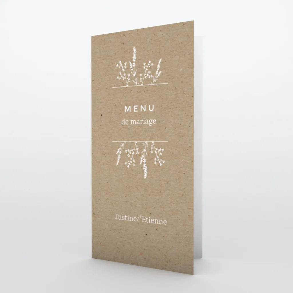 Menu De Mariage^Planet cards Feuilles sur Kraft