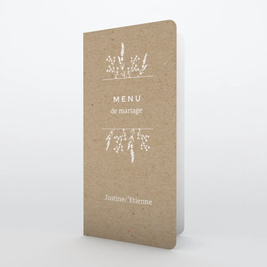 Menu De Mariage^Planet cards Feuilles sur Kraft