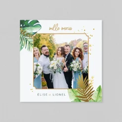 Carte Remerciement Mariage Champêtre^Planet cards Feuilles Tropicales Chic