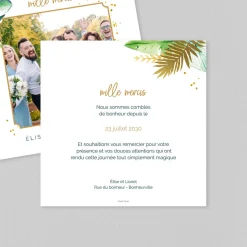 Carte Remerciement Mariage Champêtre^Planet cards Feuilles Tropicales Chic