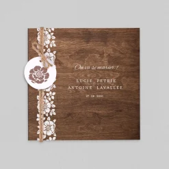 Faire-part Mariage Champêtre^Planet cards Ficelle fleurie