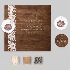 Faire-part Mariage Champêtre^Planet cards Ficelle fleurie