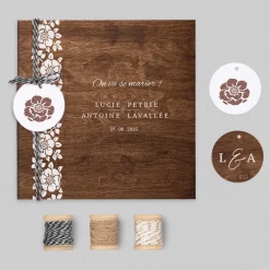Faire-part Mariage Champêtre^Planet cards Ficelle fleurie
