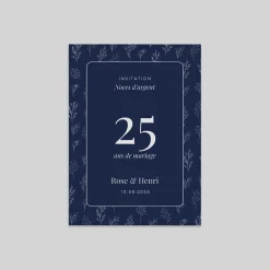 Carte Invitation Noces D'argent | Carte Invitation Noces D'argent^Planet cards Fleurs Argentées
