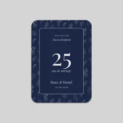 Carte Invitation Noces D'argent | Carte Invitation Noces D'argent^Planet cards Fleurs Argentées