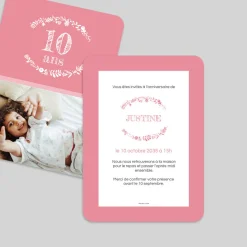 Carte Invitation Anniversaire Enfant Fille^Planet cards Fleurs Blanches