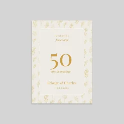 Carte Invitation Noces D'or | Carte Invitation Noces D'or^Planet cards Fleurs Dorées