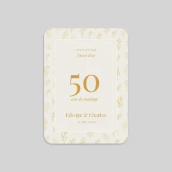 Carte Invitation Noces D'or | Carte Invitation Noces D'or^Planet cards Fleurs Dorées