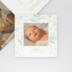 Faire-part Naissance Fille^Planet cards Fleurs en Aquarelle