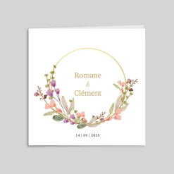 Faire-part Mariage Champêtre^Planet cards Fleurs en Couronne