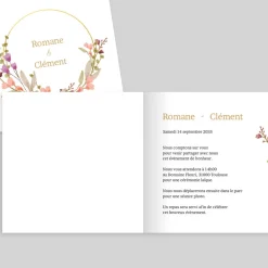 Faire-part Mariage Champêtre^Planet cards Fleurs en Couronne