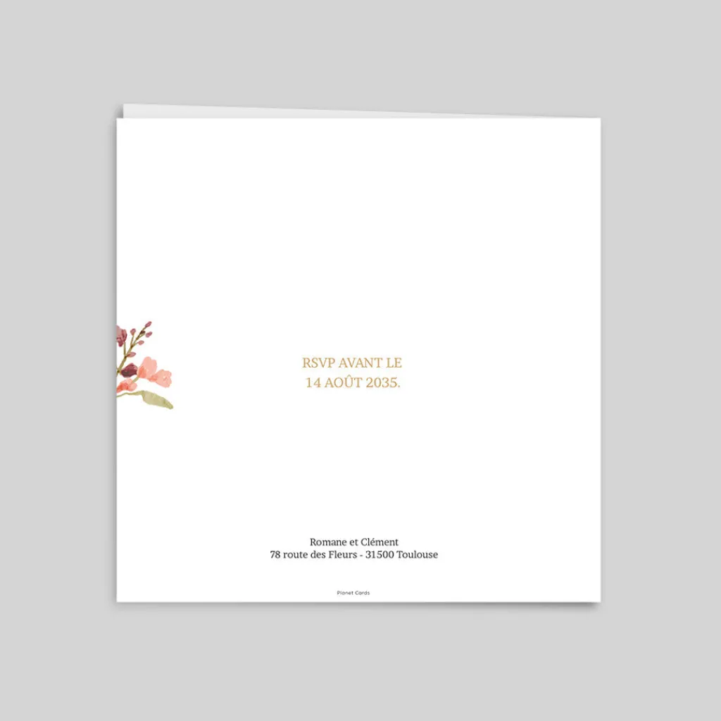 Faire-part Mariage Champêtre^Planet cards Fleurs en Couronne