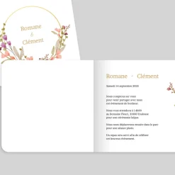 Faire-part Mariage Champêtre^Planet cards Fleurs en Couronne