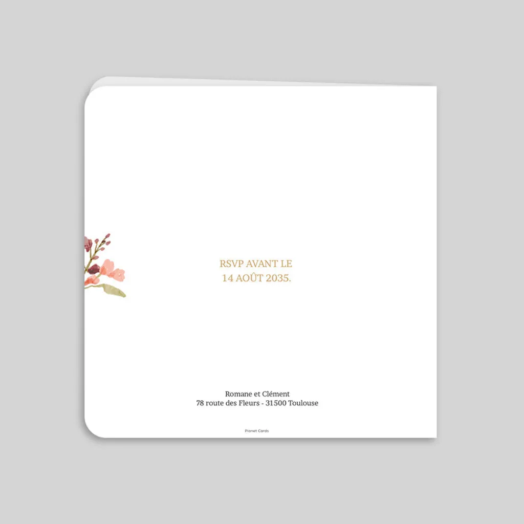 Faire-part Mariage Champêtre^Planet cards Fleurs en Couronne