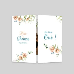 Faire-part Mariage Champêtre^Planet cards Fleurs Pêche