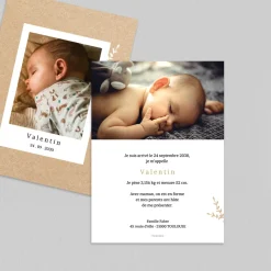 Faire-part Naissance Fille | Faire-part Naissance Garçon^Planet cards Fleurs sur kraft