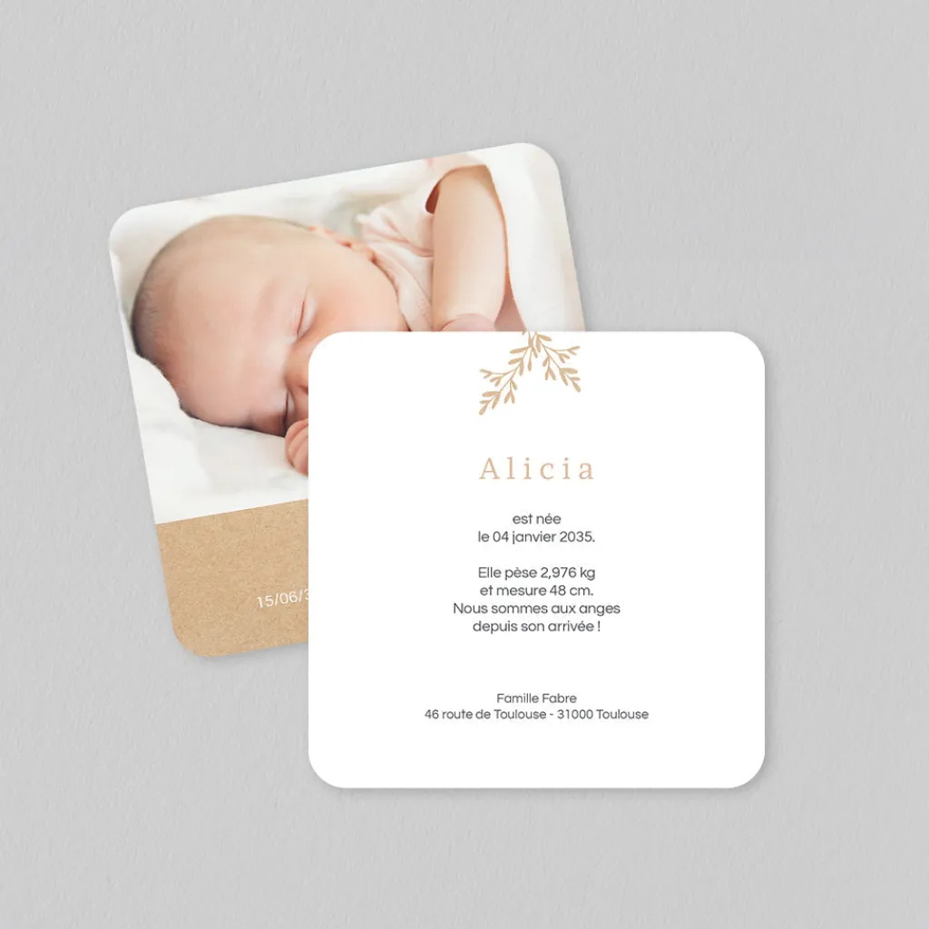 Faire-part Naissance Fille | Faire-part Naissance Garçon^Planet cards Fleurs sur kraft