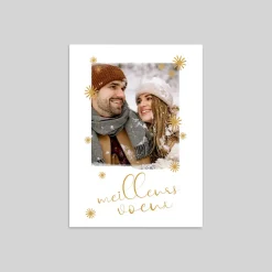 Carte De Noël Photo^Planet cards Flocons Dorés Enneigés
