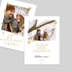 Carte De Noël Photo^Planet cards Flocons Dorés Enneigés