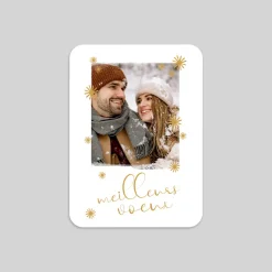 Carte De Noël Photo^Planet cards Flocons Dorés Enneigés