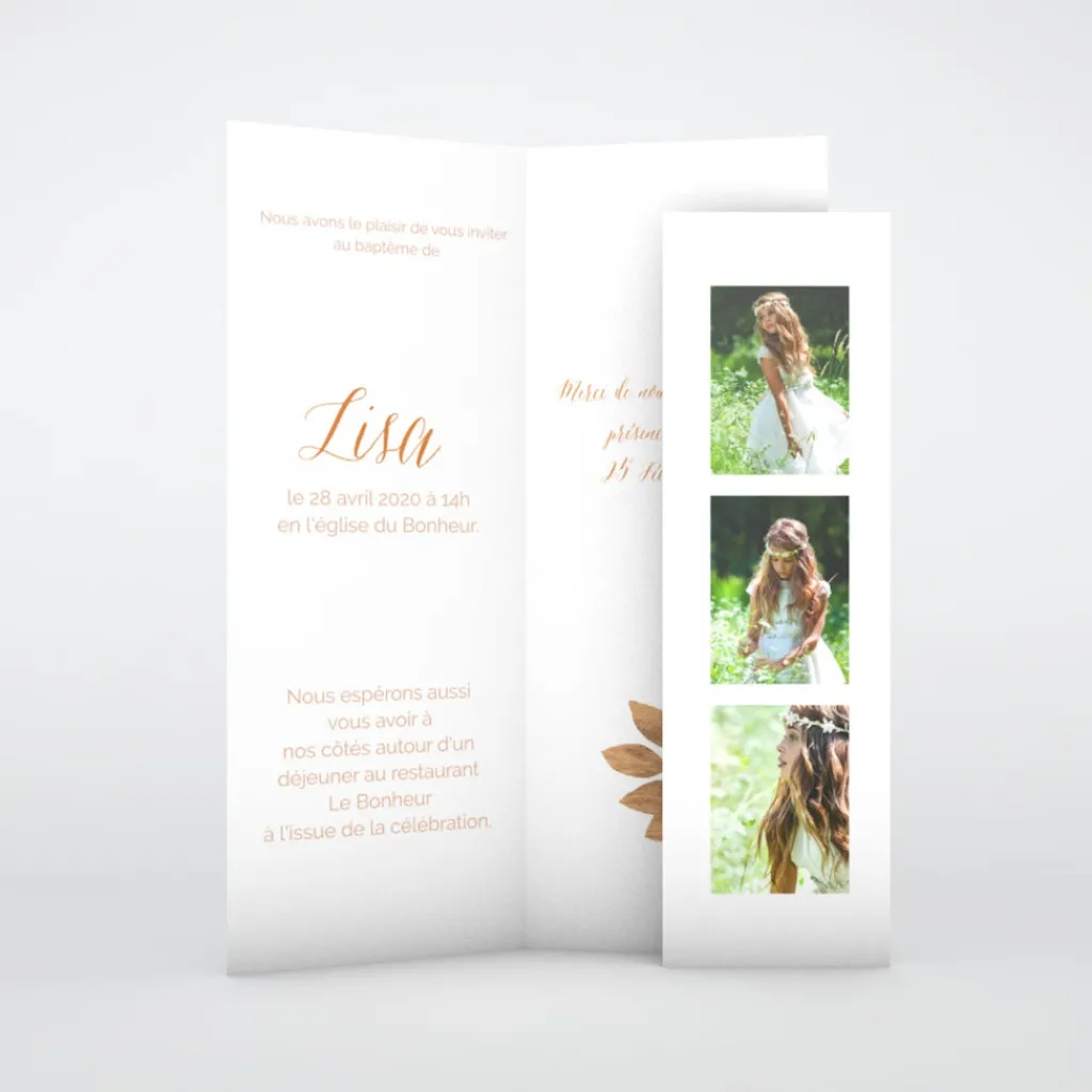 Faire-part Baptême Civil | Faire-part Baptême Original^Planet cards Floral sur bois