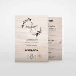 Carte D'invitation Mariage^Planet cards Floral sur bois tendre