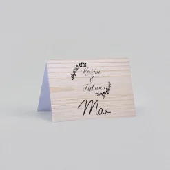 Marque-place Mariage^Planet cards Floral sur bois tendre