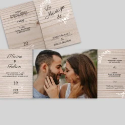 Faire-part Mariage Champêtre | Gamme Complète^Planet cards Floral sur bois tendre