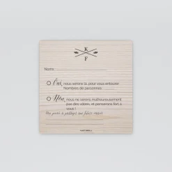 Coupon-réponse Mariage^Planet cards Floral sur bois tendre