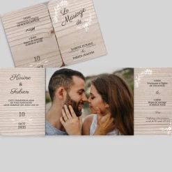 Faire-part Mariage Champêtre | Gamme Complète^Planet cards Floral sur bois tendre
