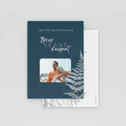 Carte Invitation Noces D'argent | Carte Invitation Noces D'argent^Planet cards Fougère Argentée