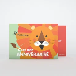 Carte Invitation Anniversaire Enfant Animaux | Carte Invitation Anniversaire Enfant Garçon^Planet cards Gentil lion