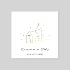 Faire-part Mariage Dorure^Planet cards Église dorée