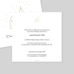 Faire-part Mariage Dorure^Planet cards Église dorée