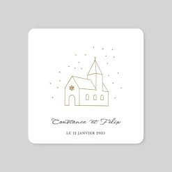 Faire-part Mariage Dorure^Planet cards Église dorée
