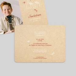 Faire-part Communion^Planet cards Église et Kraft