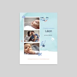 Faire-part Naissance Animaux | Créations En Collaboration^Planet cards Grand Océan à l'Aquarelle Turquoise