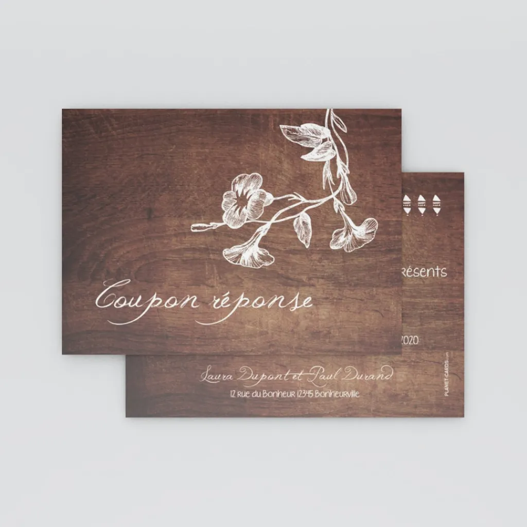 Coupon-réponse Mariage^Planet cards Gravures et bois