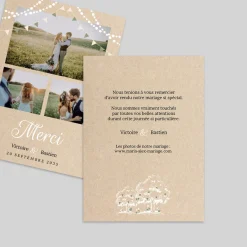 Carte Remerciement Mariage Champêtre^Planet cards Guinguette et Lumières Bohème