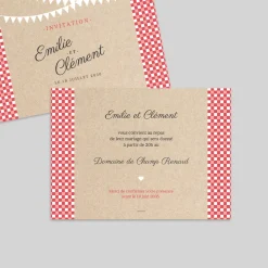 Carte D'invitation Mariage^Planet cards Guinguette et Vichy