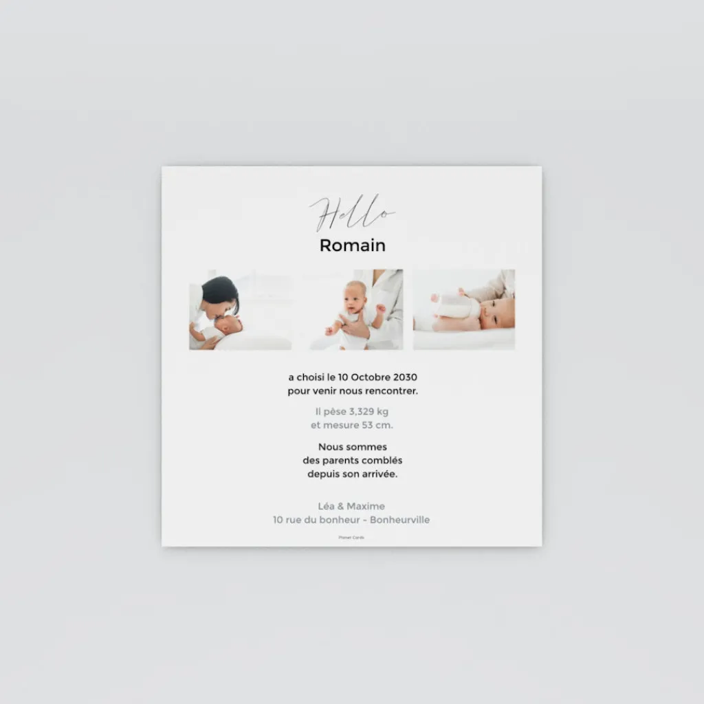 Faire-part Naissance Fille | Faire-part Naissance Garçon^Planet cards Hello coeur