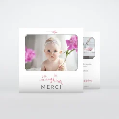 Carte Remerciement Baptême Animaux | Carte Remerciement Baptême Fille^Planet cards Hirondelles Et Feuilles