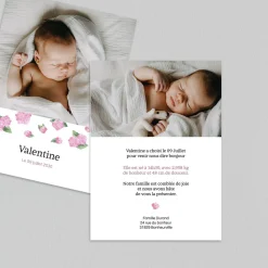 Faire-part Naissance Fille^Planet cards Hortensia du Jardin