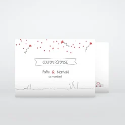 Coupon-réponse Mariage^Planet cards Illustration papa et maman