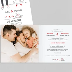 Faire-part Mariage Original | Faire-part Mariage Champêtre^Planet cards Illustration papa et maman