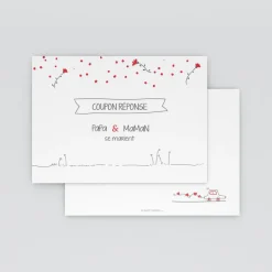 Coupon-réponse Mariage^Planet cards Illustration papa et maman